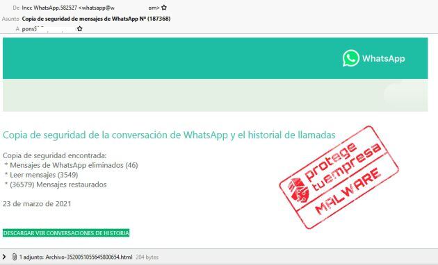 Los responsables del ataque se hacen pasar por WhatsApp.