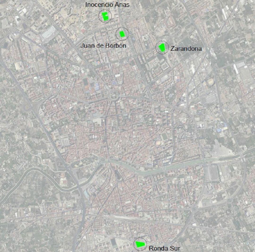 Ubicación de los nuevos aparcamientos disuasorios de Murcia