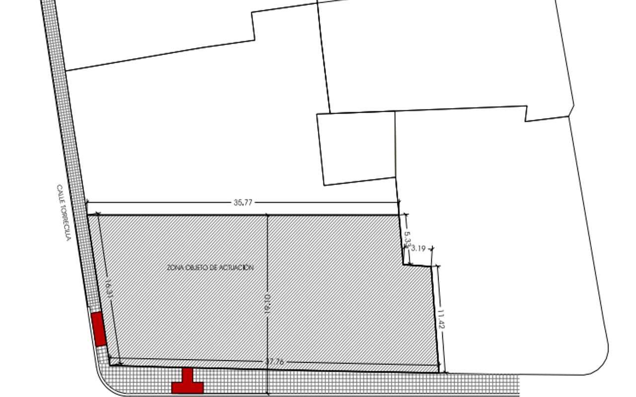 Imagen de la zona de actuación de la futura plaza pública de la Calle Seis de Junio de Valdepeñas (Ciudad Real)
