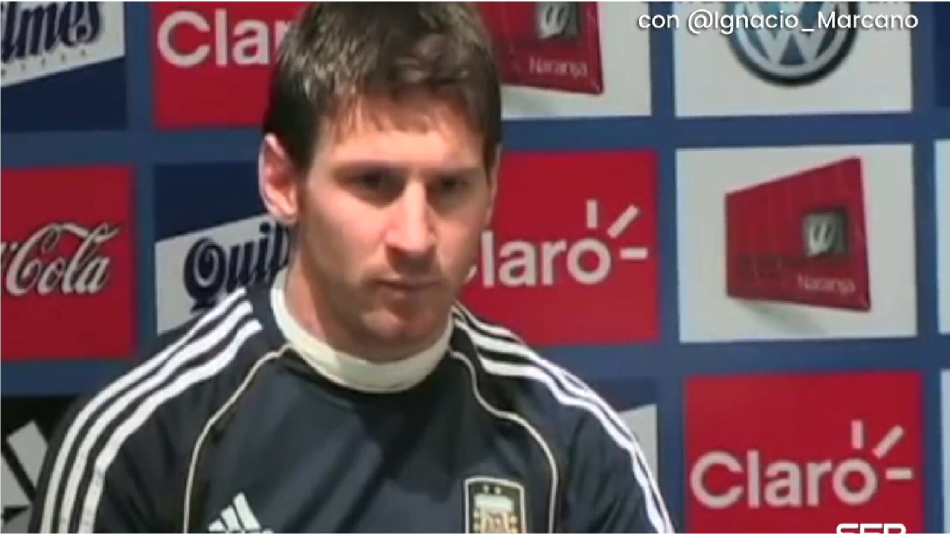 Leo Messi, en una rueda de prensa hace 11 años