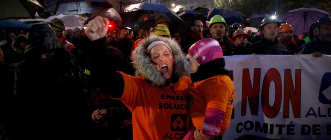 Movilización de trabajadores de Alcoa en A Coruña