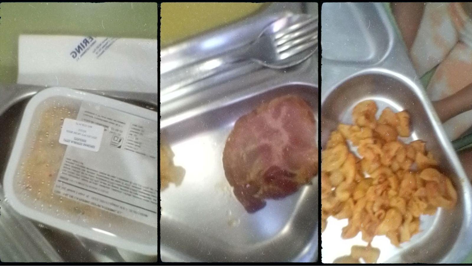 Imagen de algunos de los platos servidos en el campamento urbano de este 2025 en Toledo. De izquierda a derecha: coliflor, filete de Sajonia y macarrones