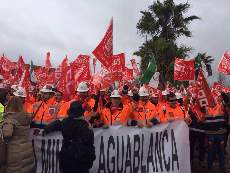 Marcha de los mineros a Badajoz el pasado viernes