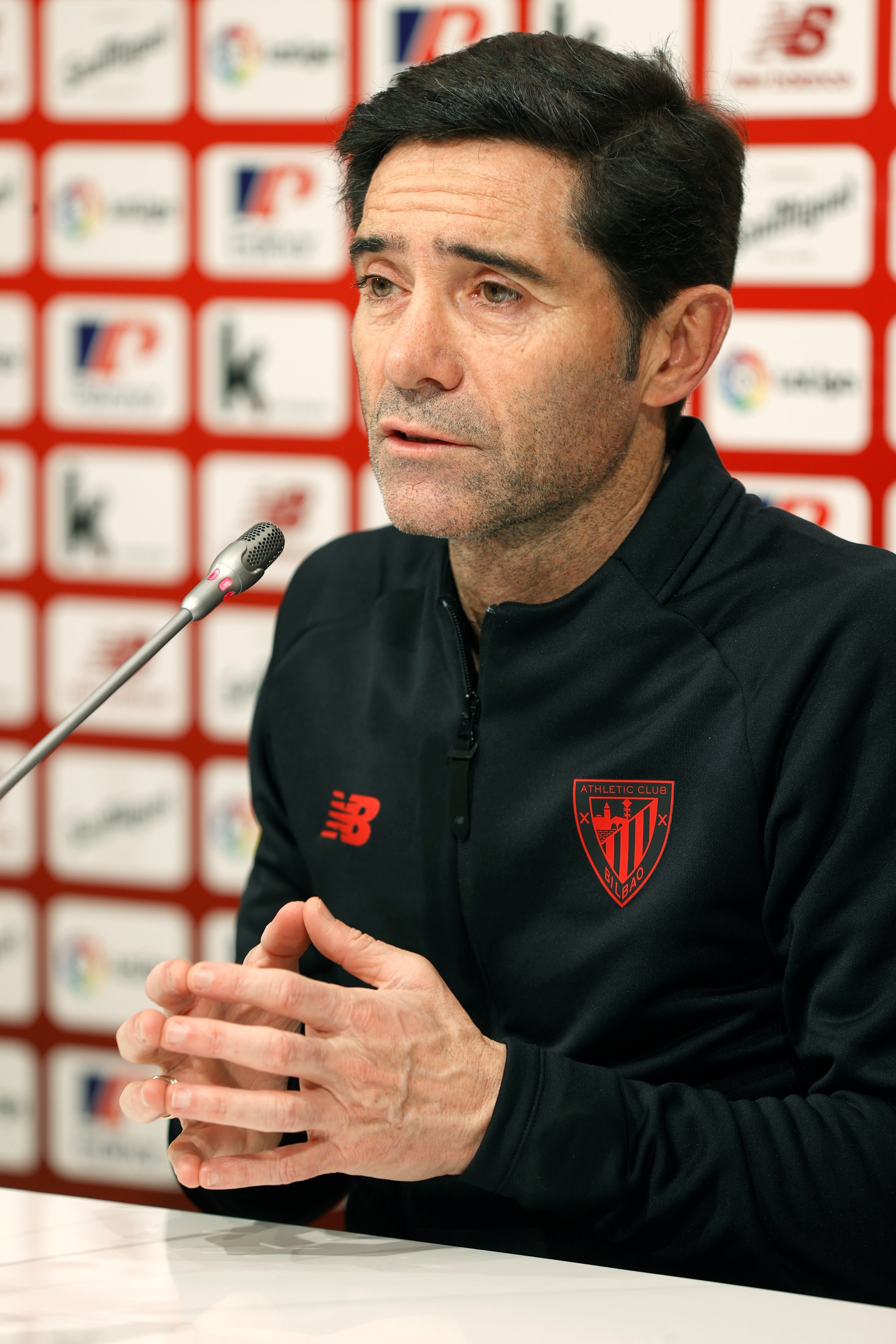 LEZAMA (BIZKAIA), 13/02/2022.-Rueda de prensa del entrenador del Athletic Club, Marcelino García Toral, previa al partido liguero del lunes ante el Mallorca en el Mallorca Estadi.- EFE/Miguel Toña
