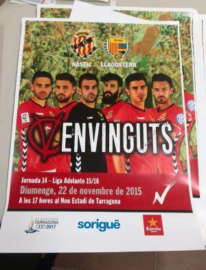 Cartell promocional del partit entre el Nàstic i el Llagostera.