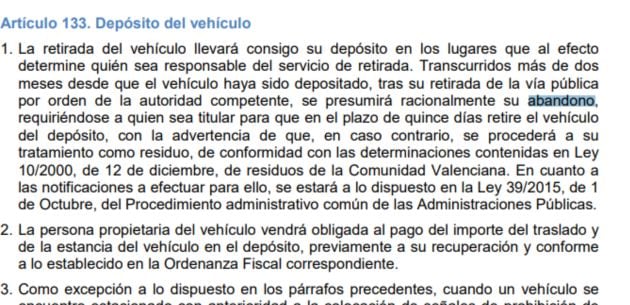 Artículo de la ordenanza de Movilidad