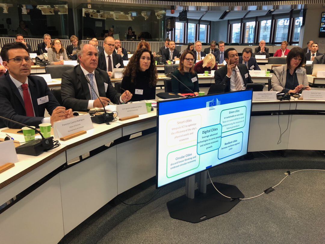 El alcalde de Algeciras, José Ignacio Landaluce, durante su intervención en Bruselas