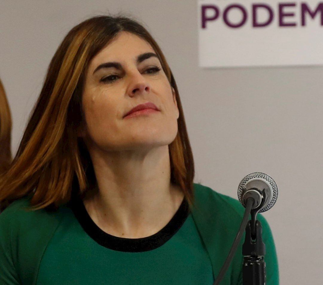 La miembro de Podemos Euskadi Miren Gorrotxategi durante su presentación este miércoles como candidata a lehendakari de las primarias de la formación morada que culminan el 2 de marzo