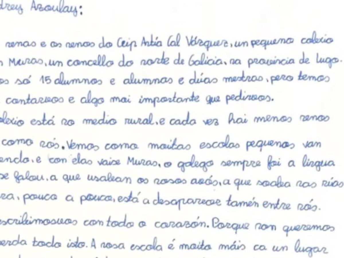 "Escribimos con corazón porque non queremos que se perda isto": os quince alumnos do colexio de Muras envían unha carta á UNESCO