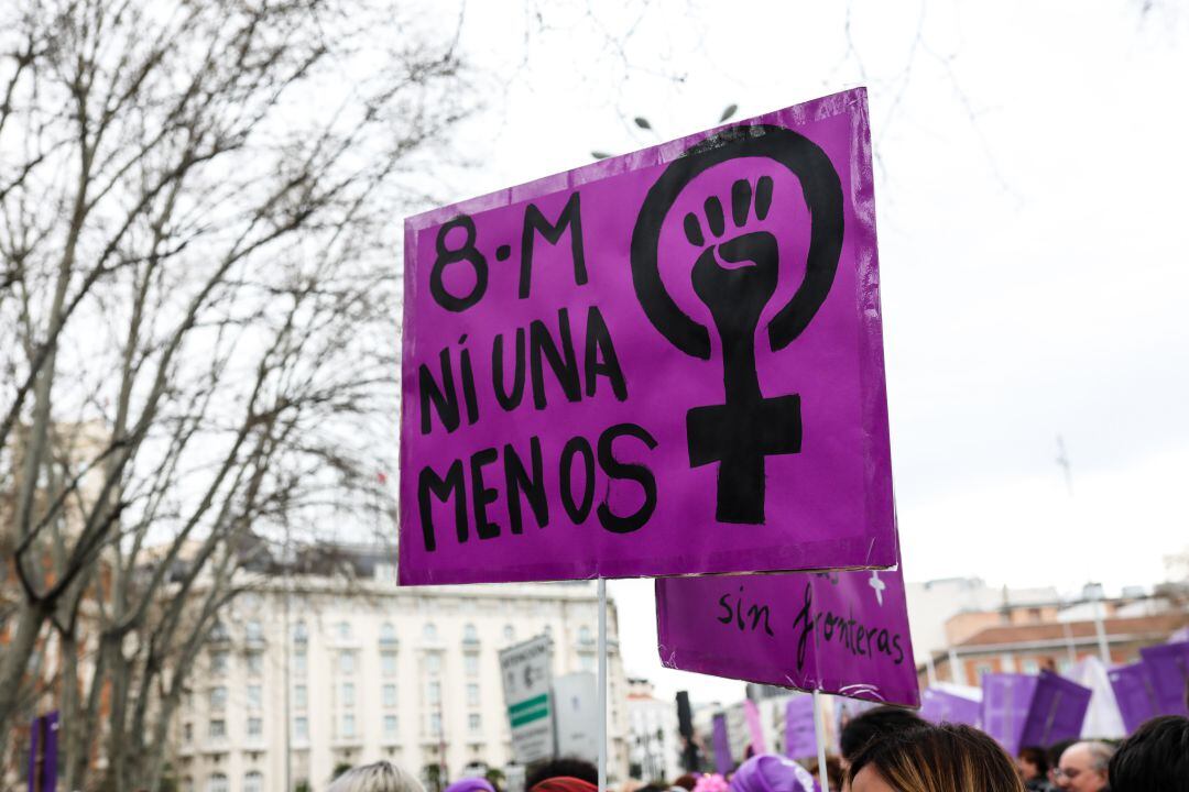 Pancarta en la manifestación feminista del 8 de marzo de 2020 en Madrid