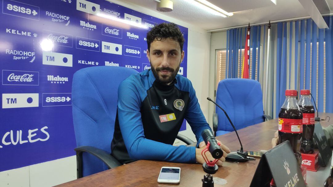 Diego Benito, en la sala de prensa del Rico Pérez