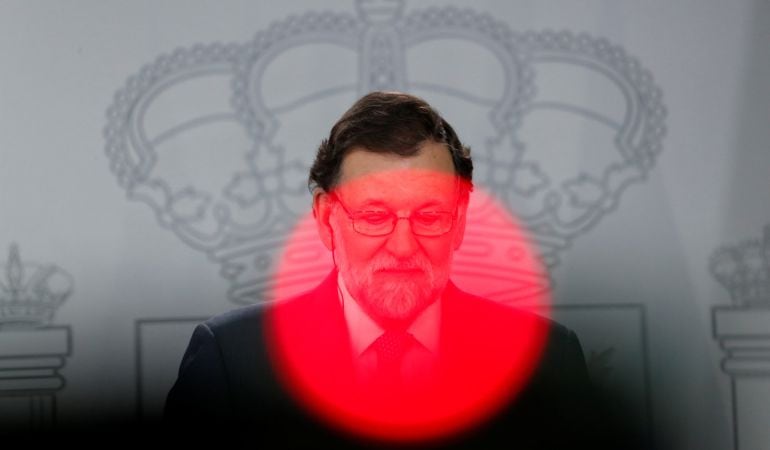 Mariano Rajoy durante la rueda de prensa con el primer ministro danés, Lokke Rasmussen.