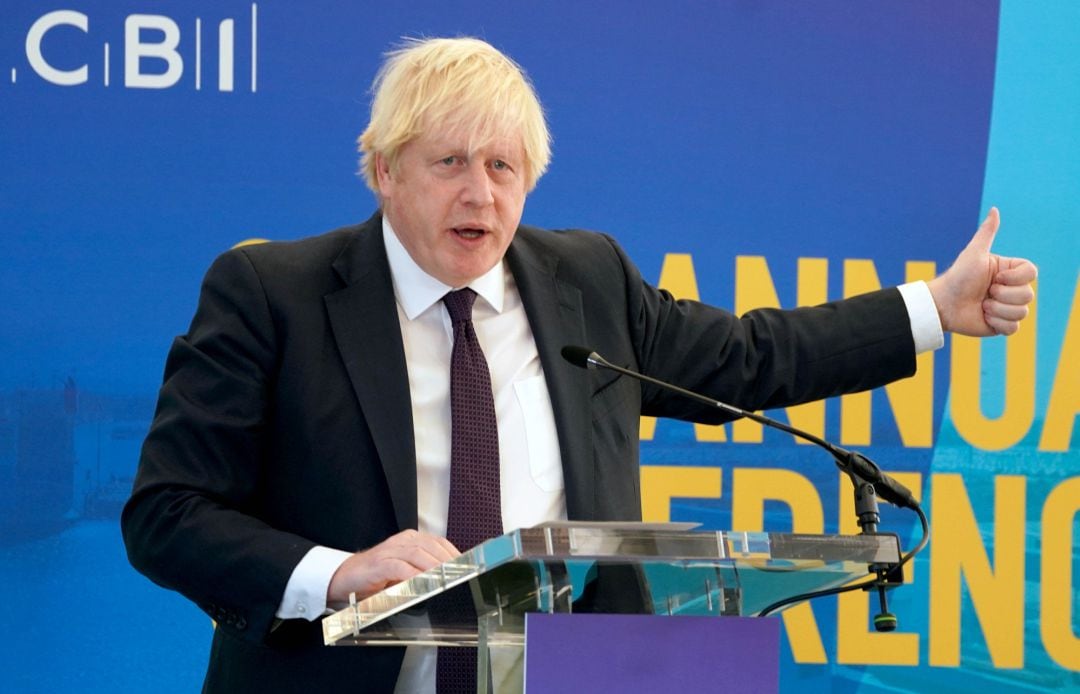 Boris Johnson durante su discurso ante los empresarios.