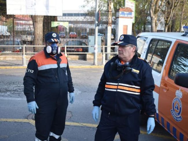 Jose Luis Espadero, participando en las tareas de desinfección en la ciudad, estos días