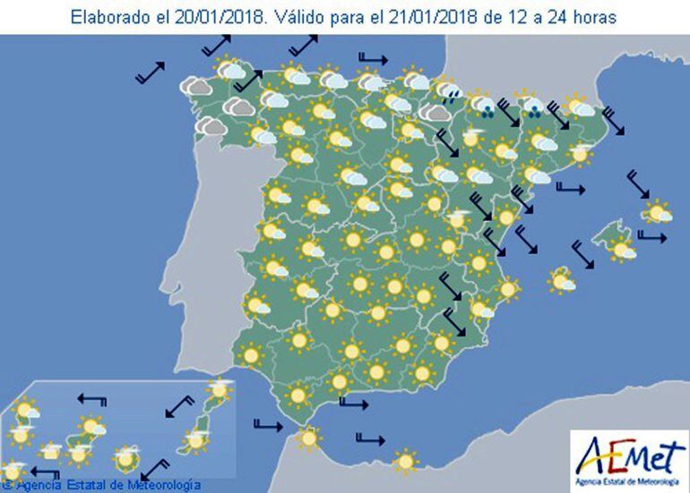 Mapa significativo elaborado por la AEMET