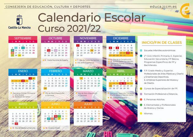 Este es el calendario escolar para los centros educativos de la región