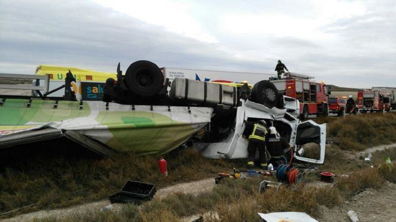 Intervención de los Bomberos de DPZ en el accidente
