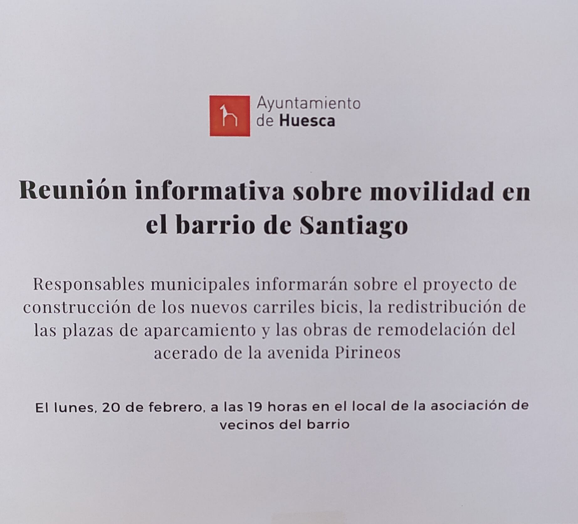 Cartel de la charla informativa en el barrio de Santiago
