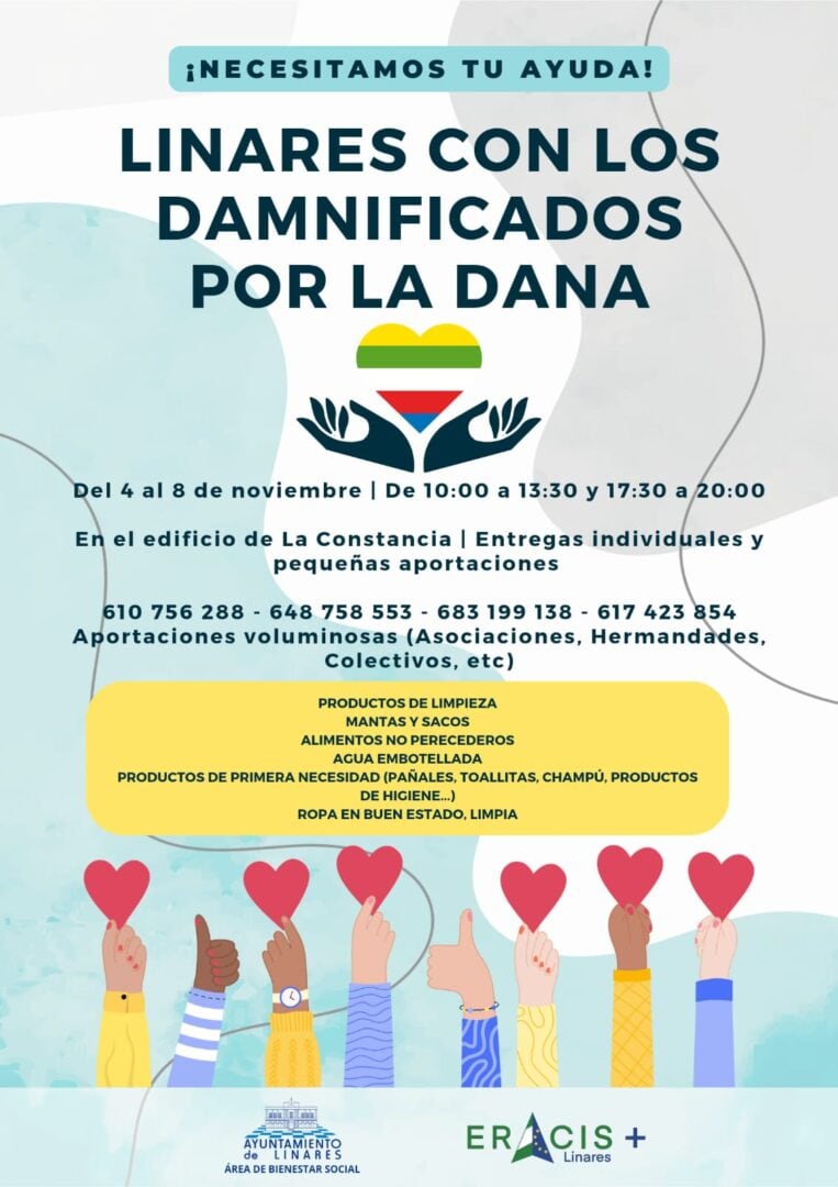 Cartel de la campaña &quot;Linares con los damnificados por la Dana&quot;