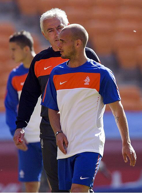 Sneijder en el entrenamiento de Holanda