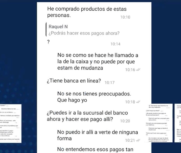 Pantallazo con una de las conversaciones entre los estafadores y las víctimas