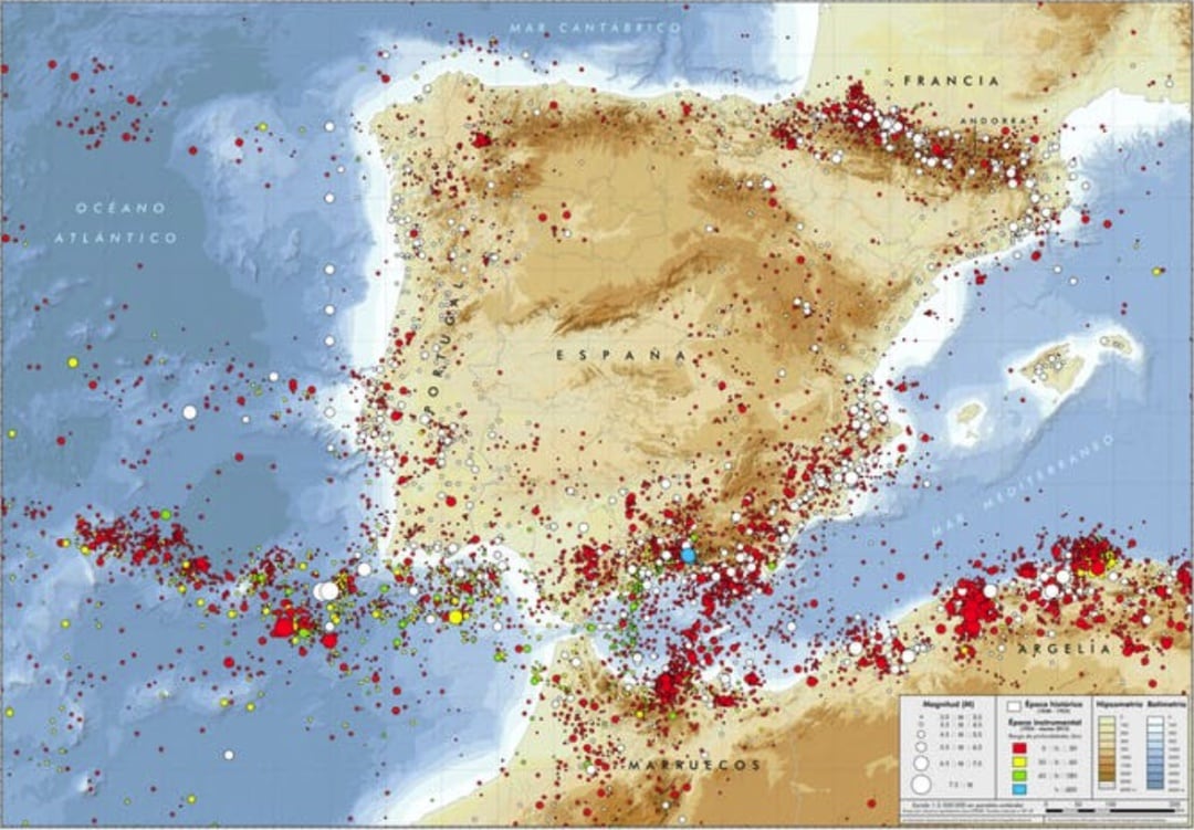 Mapa general de sismicidad de la Peninsula Iberica