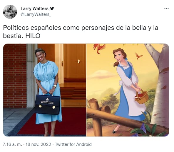 El hilo de Twitter que compara a políticos españoles con personajes de &#039;La Bella y la bestia&#039;