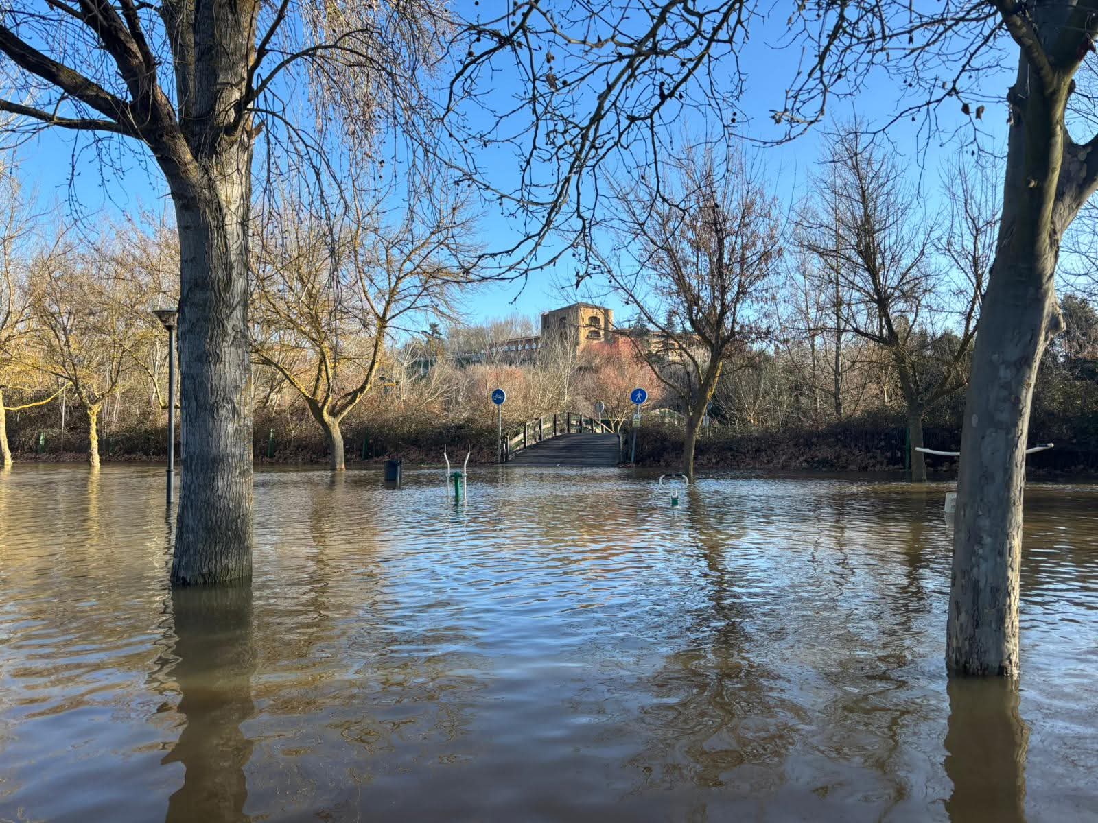 Prado de las Pavas de Benavente, anegado por el Órbigo