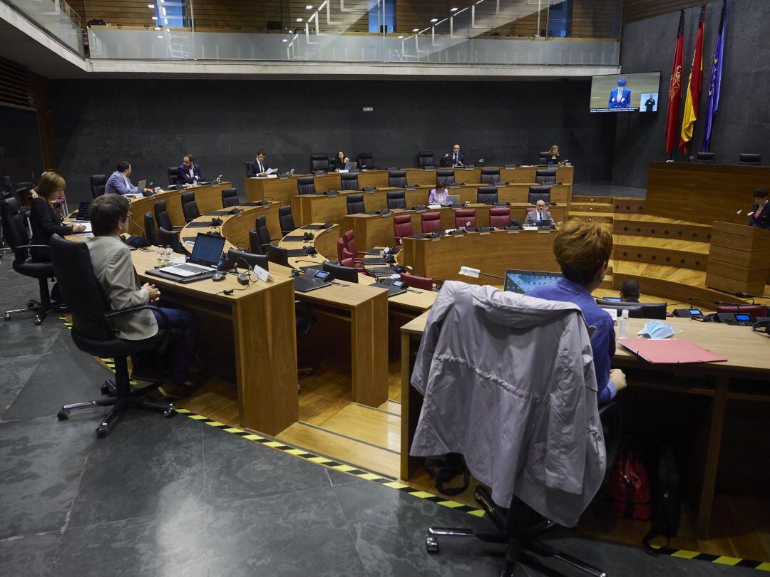 Hemiciclo del Parlamento de Navarra durante una sesión plenaria.