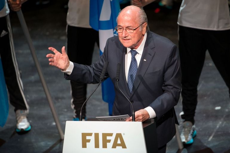 ZURICH, SWITZERLAND - MAY 28: FIFA President Joseph S. Blatter speaks during the 65th FIFA Congress Opening Ceremony at Theater 11 on May 28, 2015 in Zurich, Switzerland. (Photo by Philipp Schmidli/Getty Images)