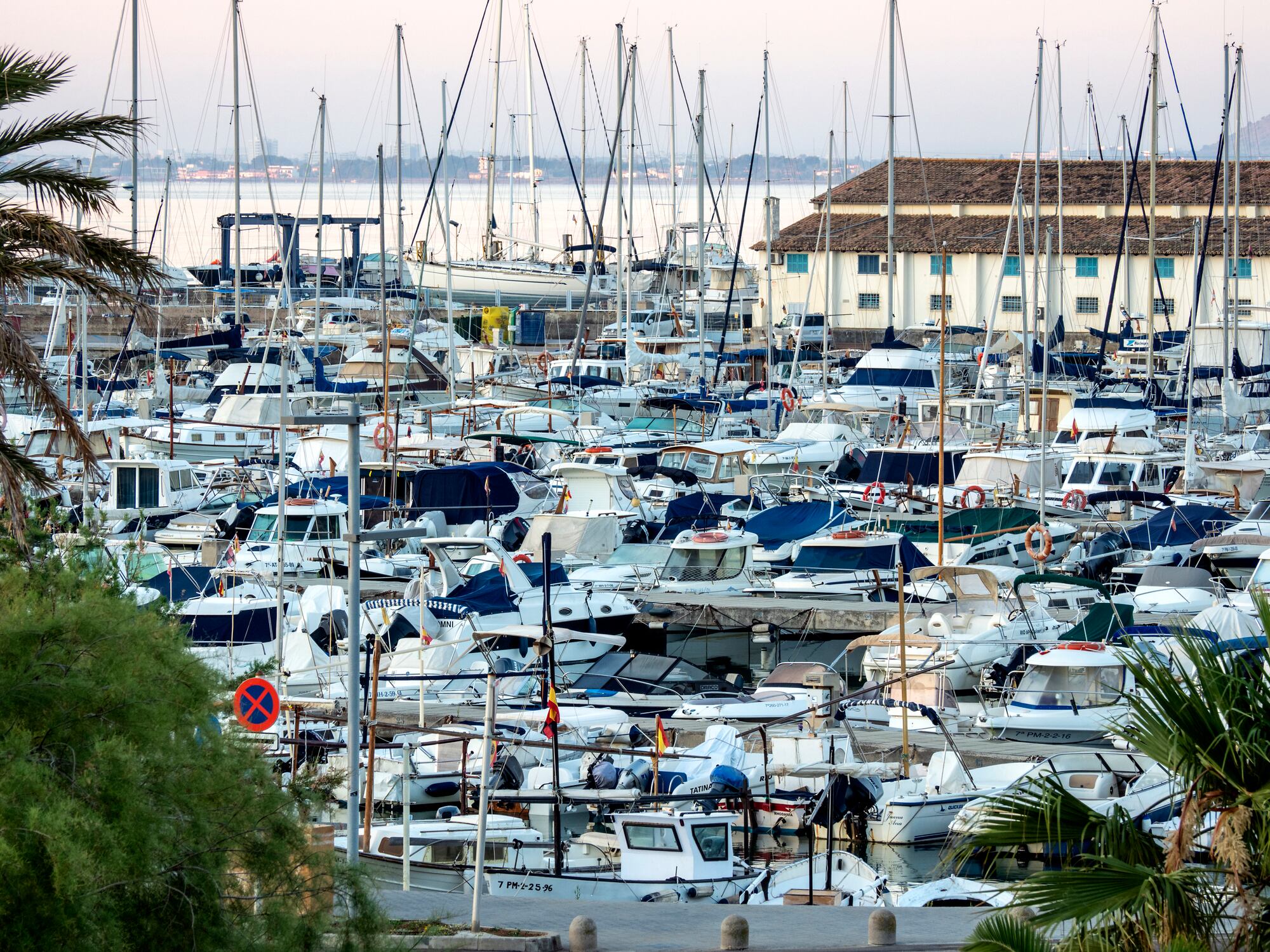 Boats moored in the port of Pollensa.  Majorca island,  Balearic Islands, Spain. Europe