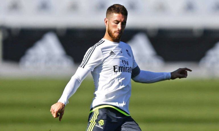 Ramos, durante una sesión de entrenamiento en Valdebebas 