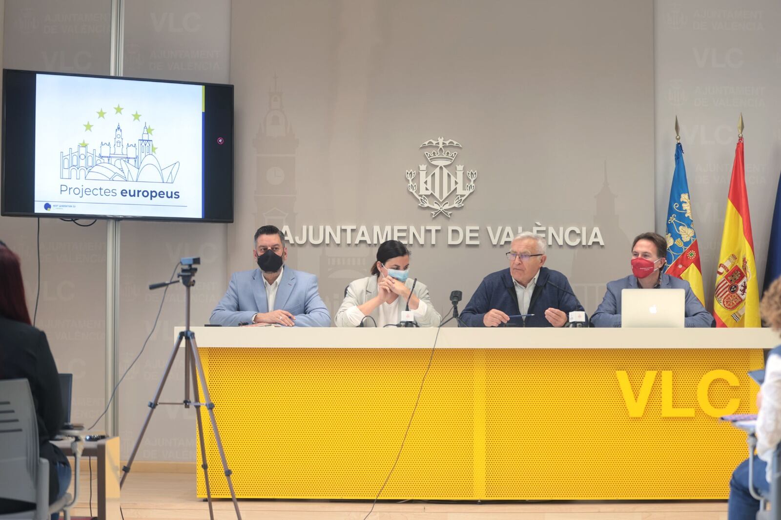 Ribó, Gómez, Grezzi y Galiana exponen la cantidad de fondos que recibe València procedentes de Next Generation. Fuente: Gabinete de prensa Ayuntamiento de València.