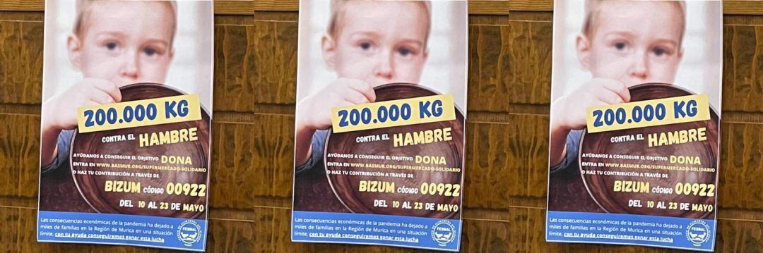 Cartel anunciador de la campaña: &#039;200.000kg contra el hambre&#039;