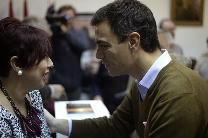 El secretario general del PSOE, Pedro Sánchez , durante su visita a una agrupación socialista en la localidad madrileña de Coslada