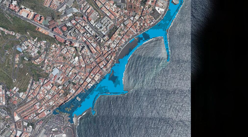 Subida del nivel del mar Santa Cruz de La Palma (2100)