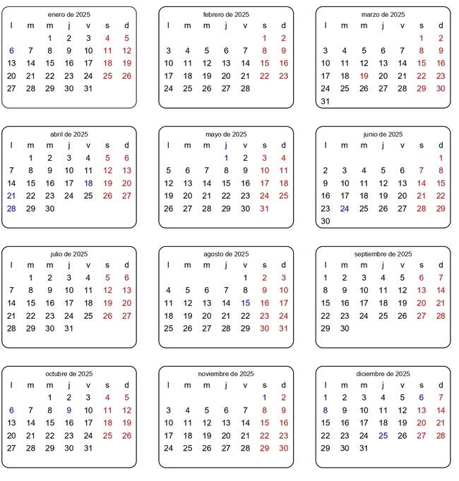 Calendario laboral de Gandia 2025.