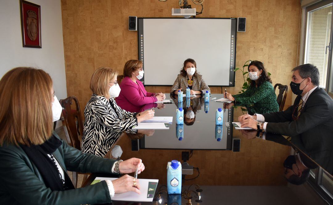 Reunión celebrada este miércoles en el Ayuntamiento de Ciudad Real bajo la presidencia de la consejera de Bienestar Social, Aurelia Sanchez