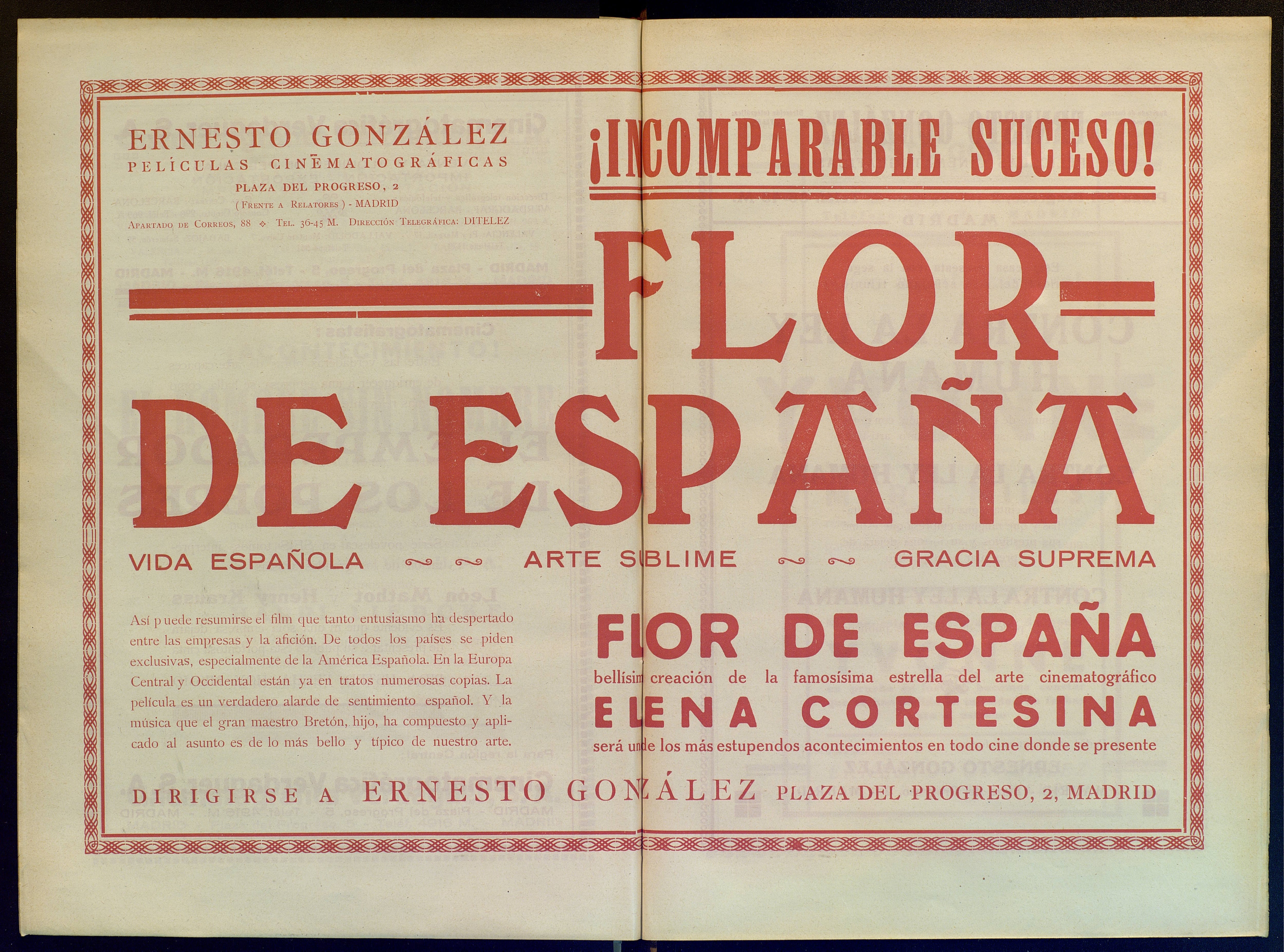 &quot;Flor de España&quot; fue la primera película dirigida por una mujer, la valenciana Helena Cortesina