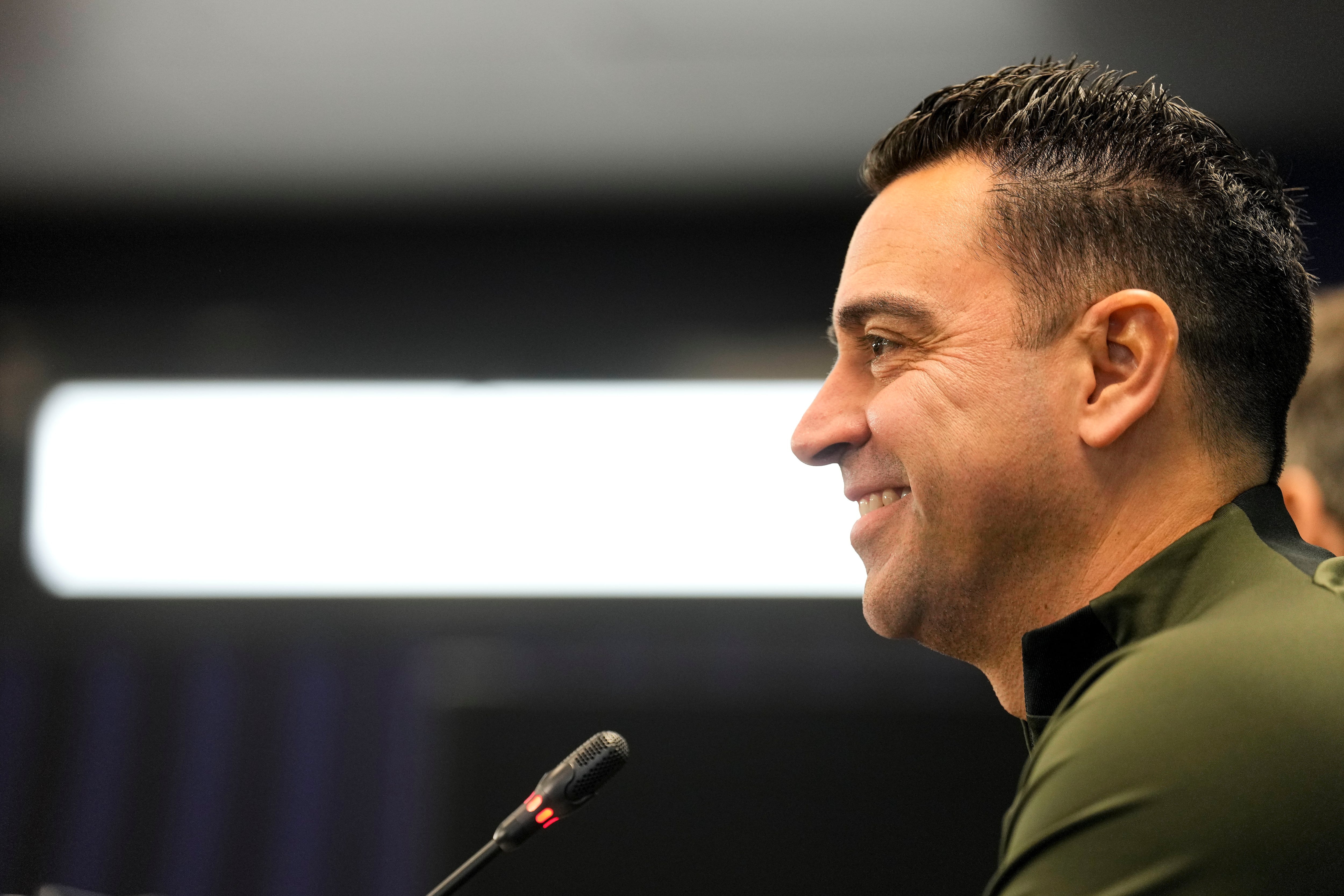 Xavi, en una rueda de prensa de la presente temporada.