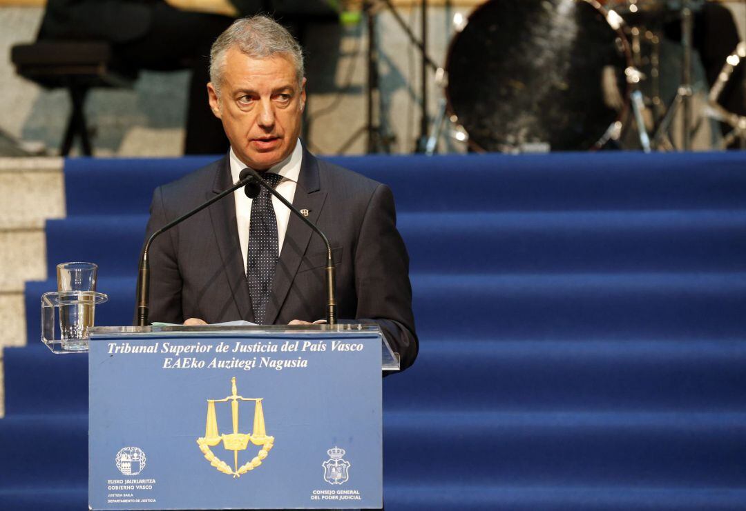 El lehendakari, Iñigo Urkullu. durante su discurso en la apertura del año judicial del Tribunal Superior de Justicia del País Vasco.