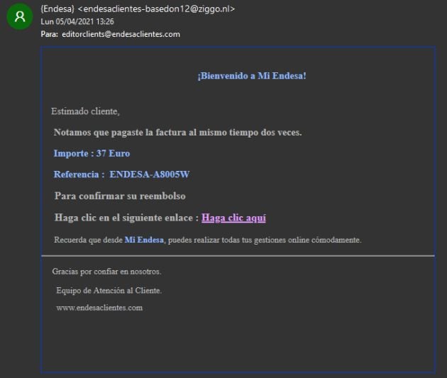 Así es el correo en cuestión.