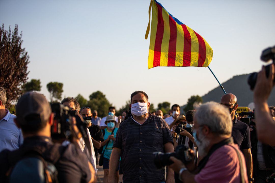 El líder de ERC, Oriol Junqueras, antes de su nuevo ingreso en prisión en Sant Joan de Vilatorrada.