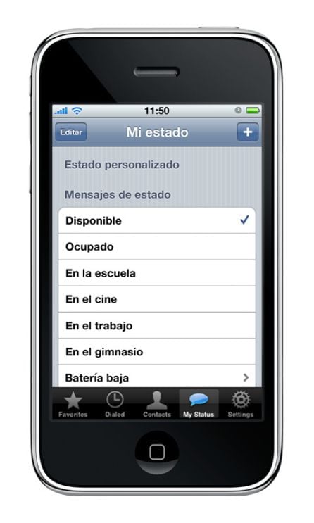 Estados de WhatsApp en 2009.