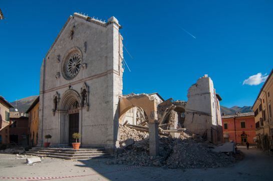 La iglesia de San Benedetto de Norcia quedó destruida tras el terremoto del domingo.