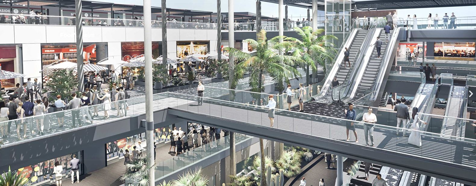 Infografía del interior del Centro Comercial Open Mall Lanzarote