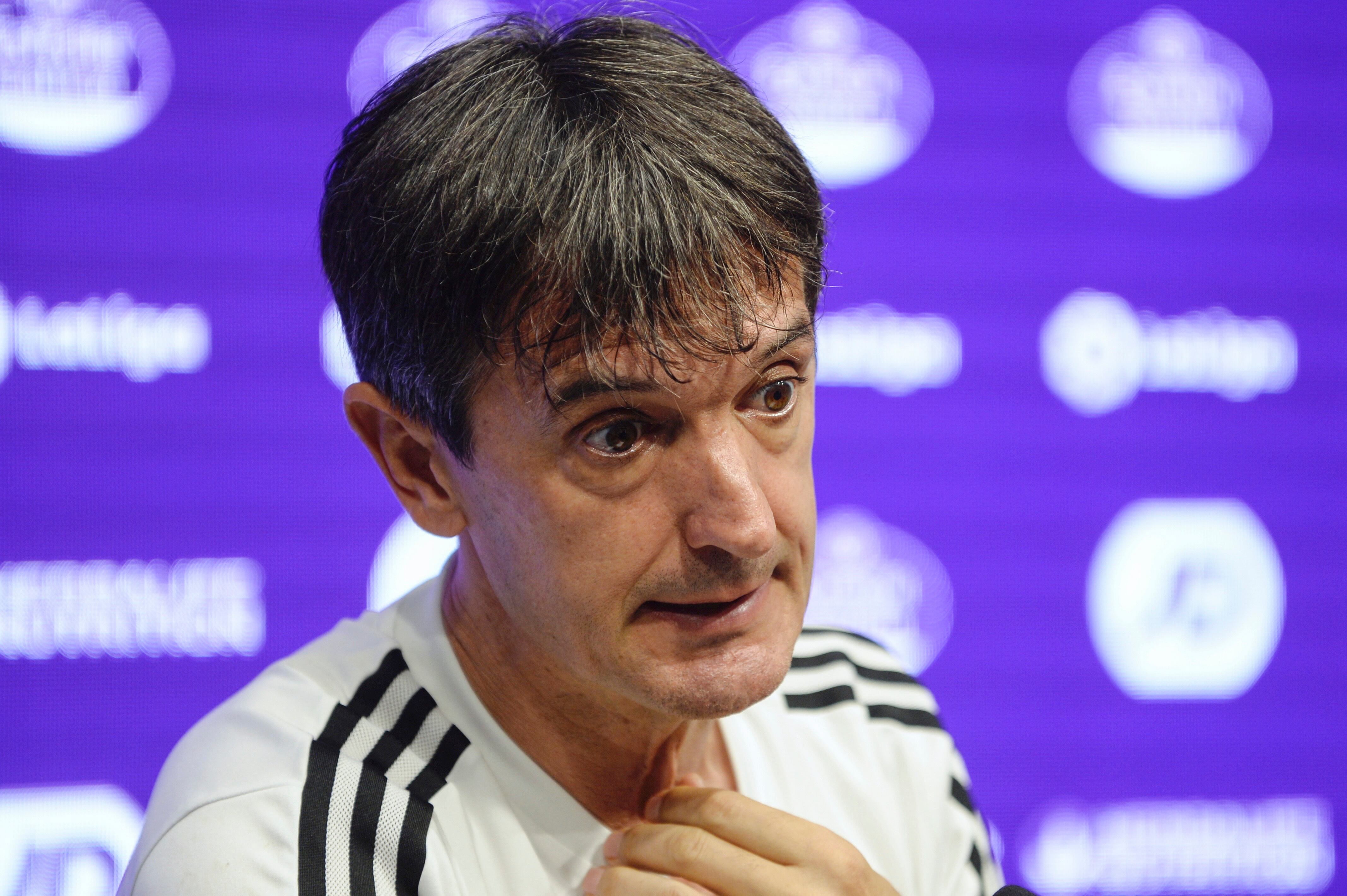 VALLADOLID, 03/09/2022.- El entrenador del Real Valladolid, José Rojo &quot;Pacheta&quot;, analiza este sábado en rueda de prensa el próximo encuentro ante el Almería. EFE/NACHO GALLEGO
