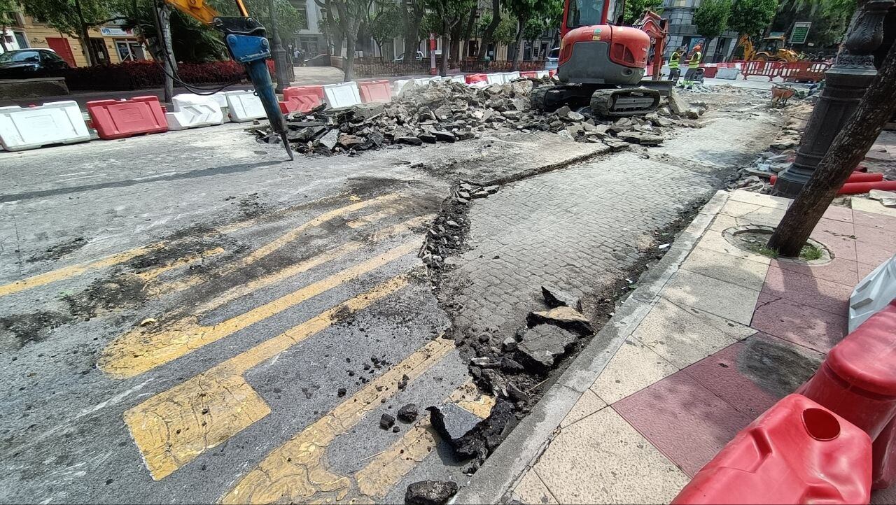 Obras en la Plaza Camachos de Murcia