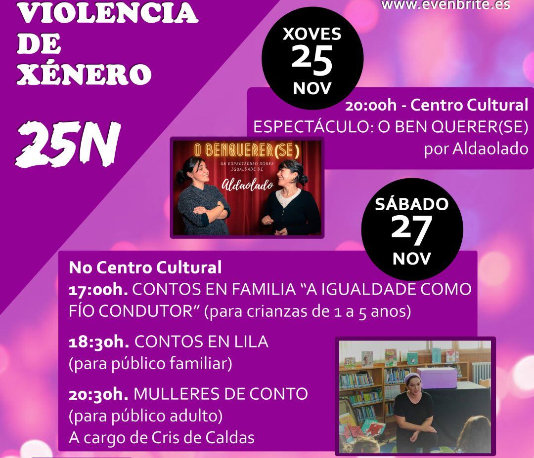 Cartel de la programación por el 25N en A Guarda.