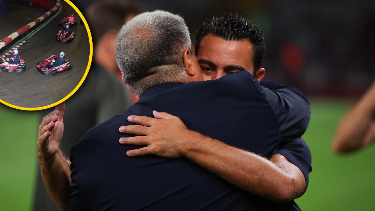 Xavi Hernández, entrenador del FC Barcelona, y Joan Laporta (Getty Images).